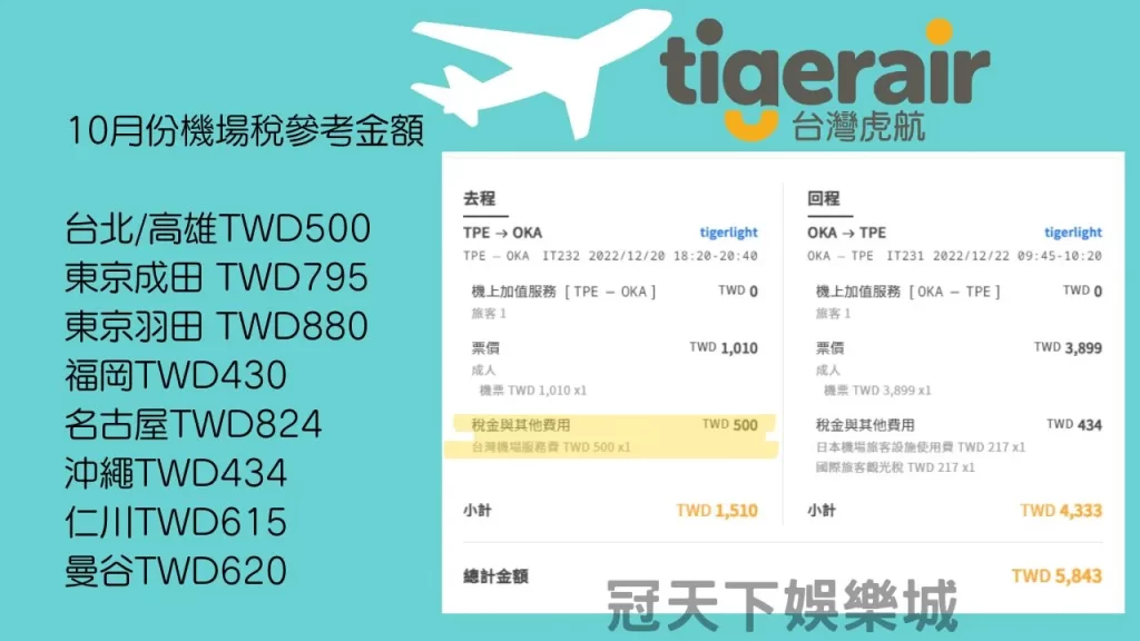 虎航 機場稅金