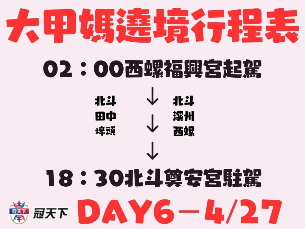 大甲媽繞境時間